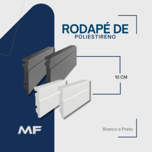 Rodapé Poliestireno 10cm Branco e Preto